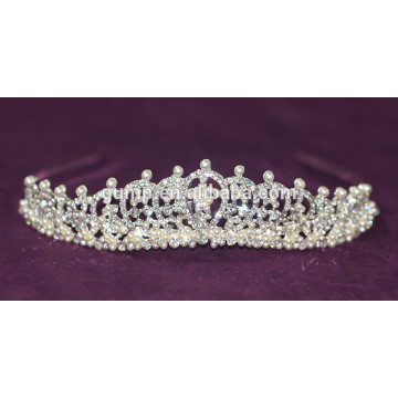 Elegante Hochzeit Kristall Tiara Braut Perle Krone